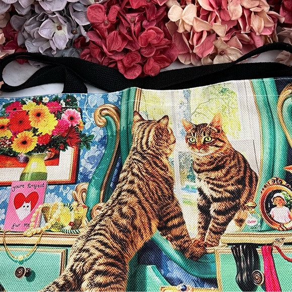 Eco-Friendly Cats Playing Dress Up Folding Tote Bag - Picture 11 of 16